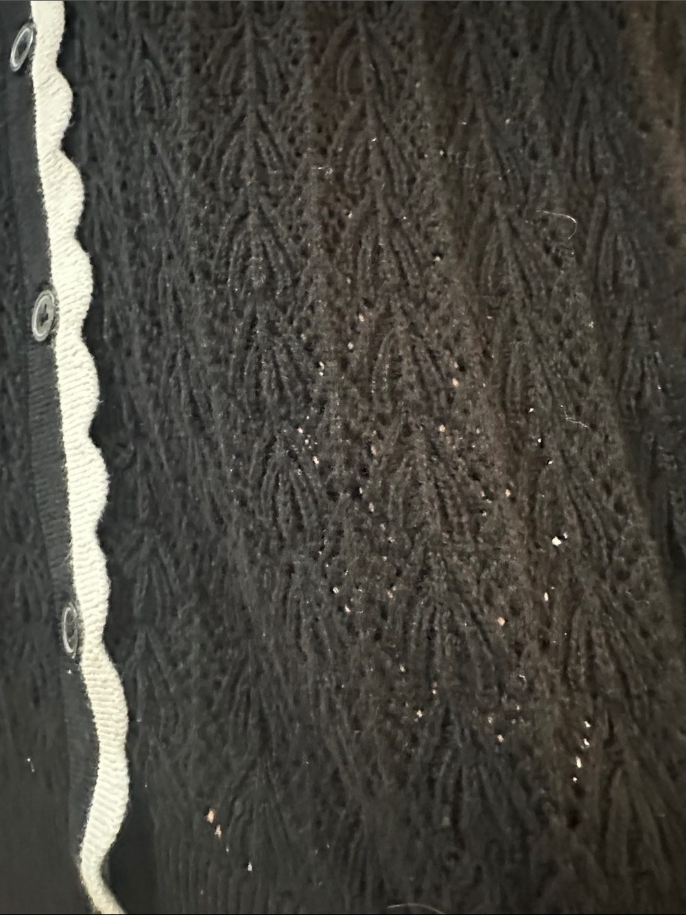 LOFT Black Cardigan with Cream Scalloped Trim - Picture 10 of 10